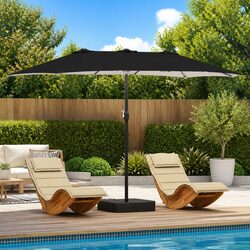 Garden Parasol Outdoor Umbrella Anthracite 385 x 209 x 244 cm Solar LED Crank