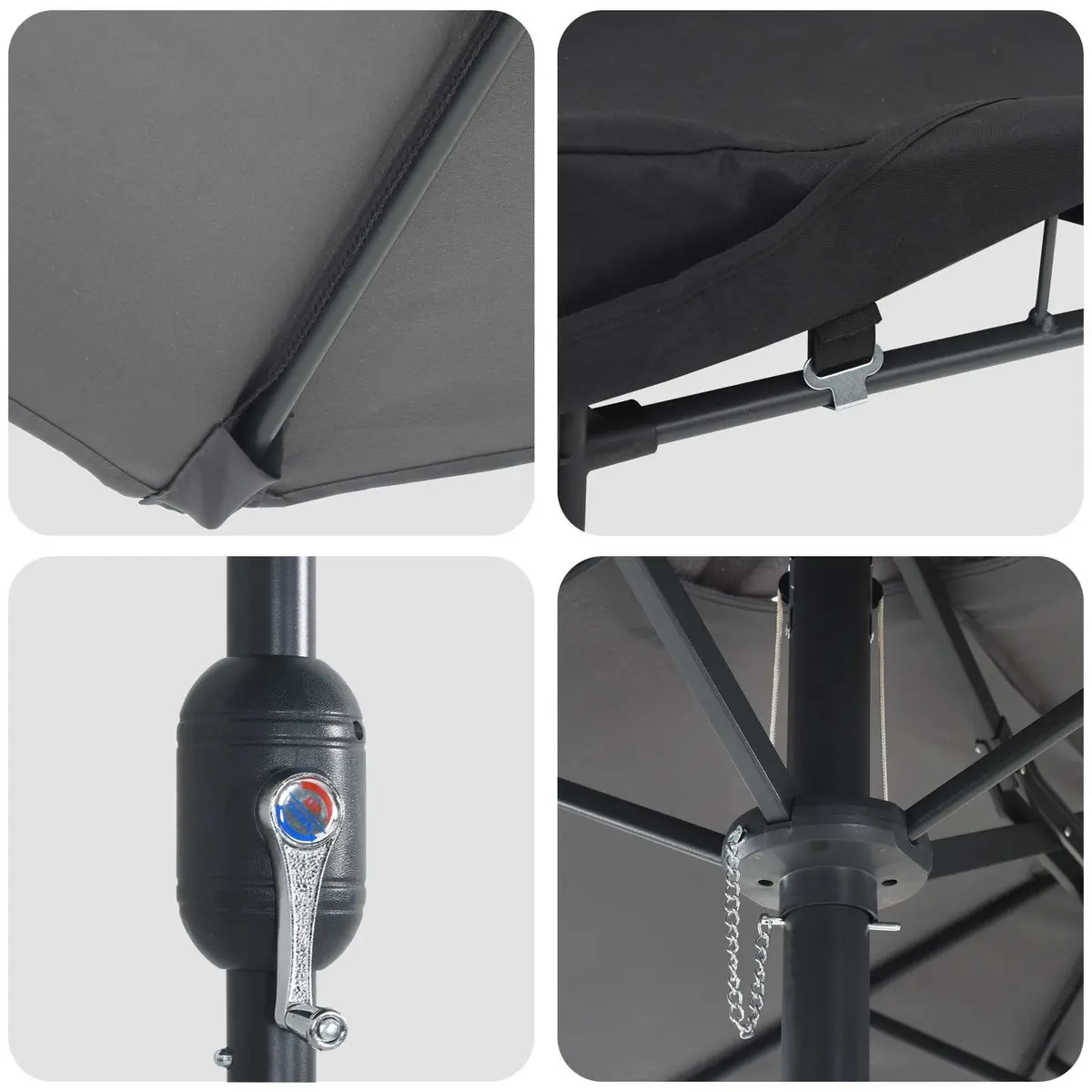 Garden Parasol Outdoor Umbrella Anthracite 385 x 209 x 244 cm Solar LED Crank