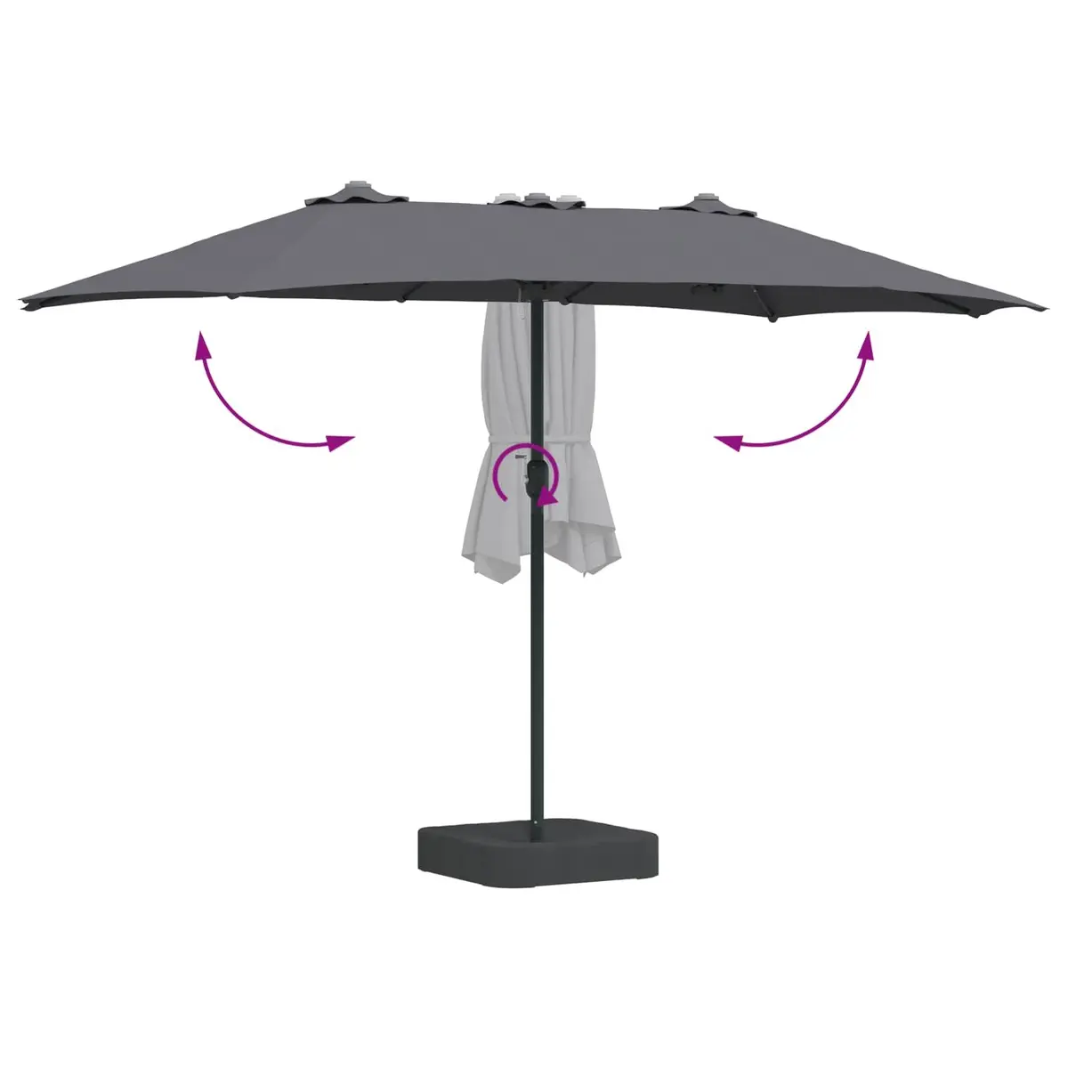 Garden Parasol Outdoor Umbrella Anthracite 385 x 209 x 244 cm Solar LED Crank