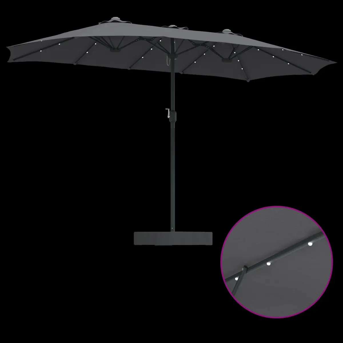 Garden Parasol Outdoor Umbrella Anthracite 385 x 209 x 244 cm Solar LED Crank