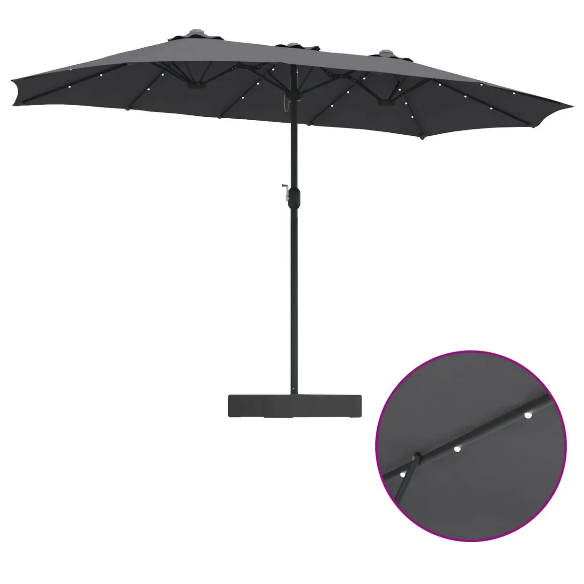 Garden Parasol Outdoor Umbrella Anthracite 385 x 209 x 244 cm Solar LED Crank