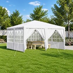 400x400x266cm White Canopy Tent with PE Sidewalls
