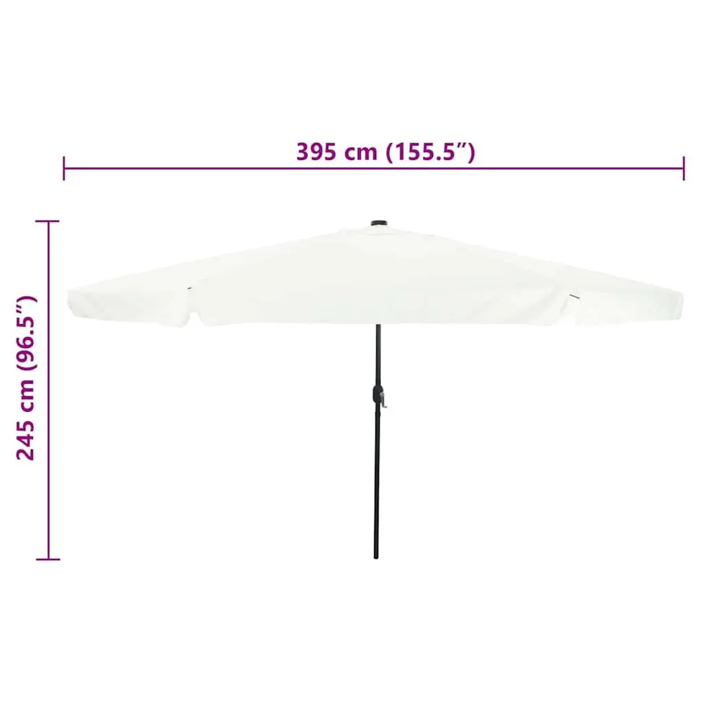 Garden Parasol Outdoor Umbrella Sun Shade Canopy 395 x 395 x 245 cm with LED Lighting Crank Handle for Patio