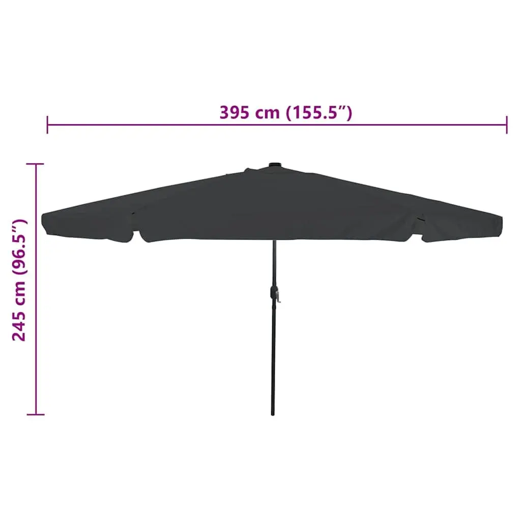 Garden Parasol Outdoor Umbrella 395x395x245cm Sunshade with LED Lighting Anthracite