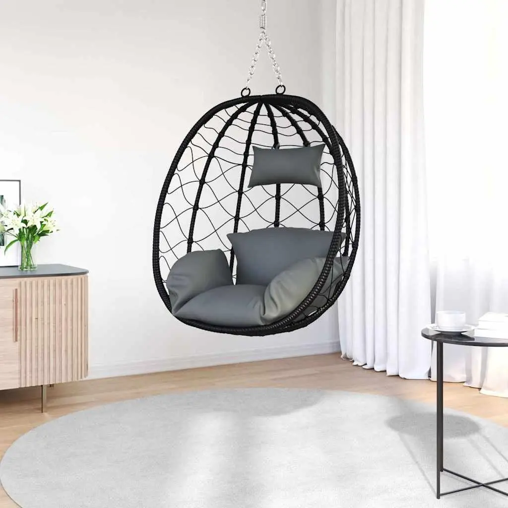 Hanging Egg Chair Anthracite Indoor Outdoor Swing 91.5 x 54.5 x 107 cm