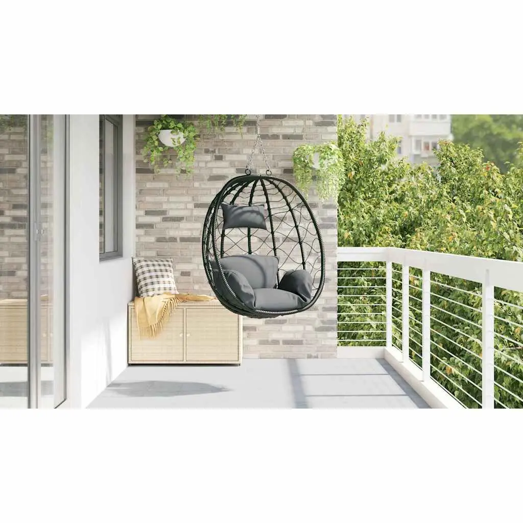 Hanging Egg Chair Anthracite Indoor Outdoor Swing 91.5 x 54.5 x 107 cm