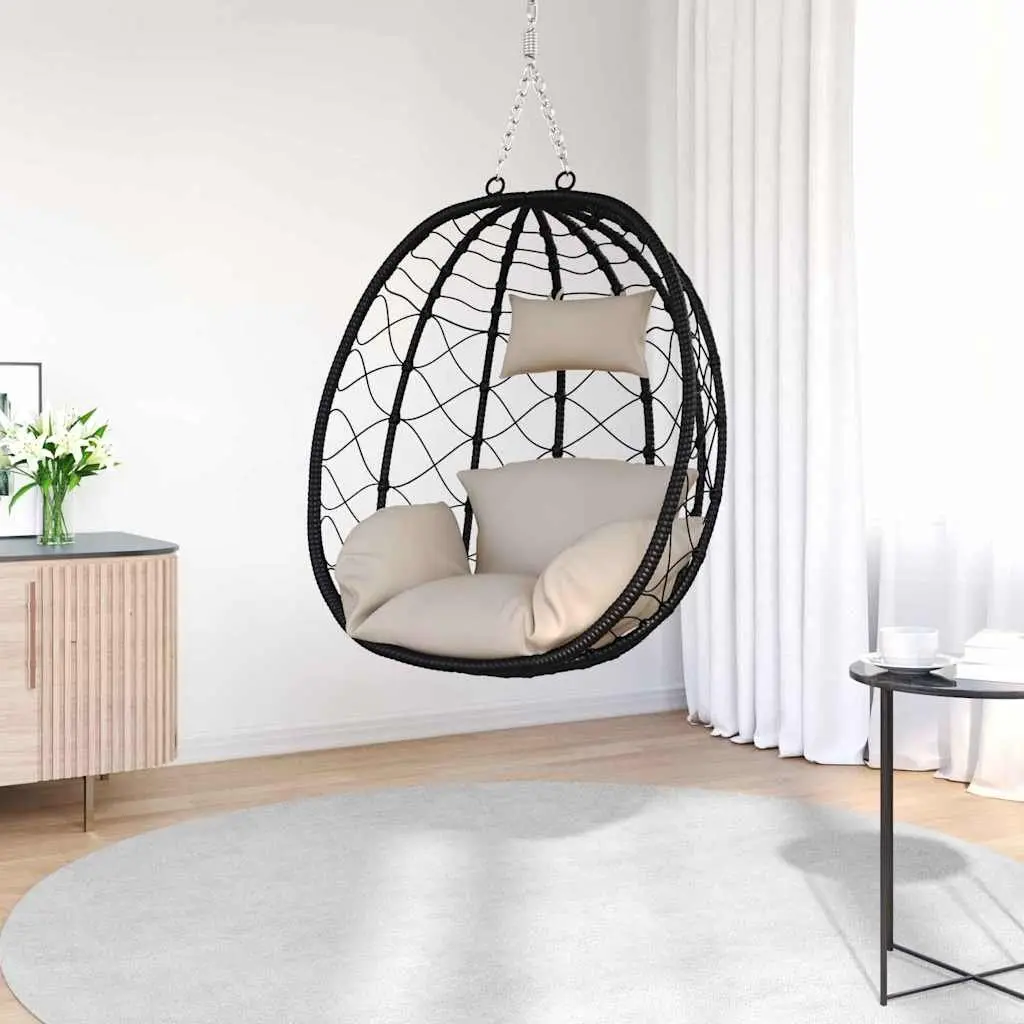Hanging Egg Chair Taupe Outdoor Indoor Porch Swing Garden Relaxation Seat