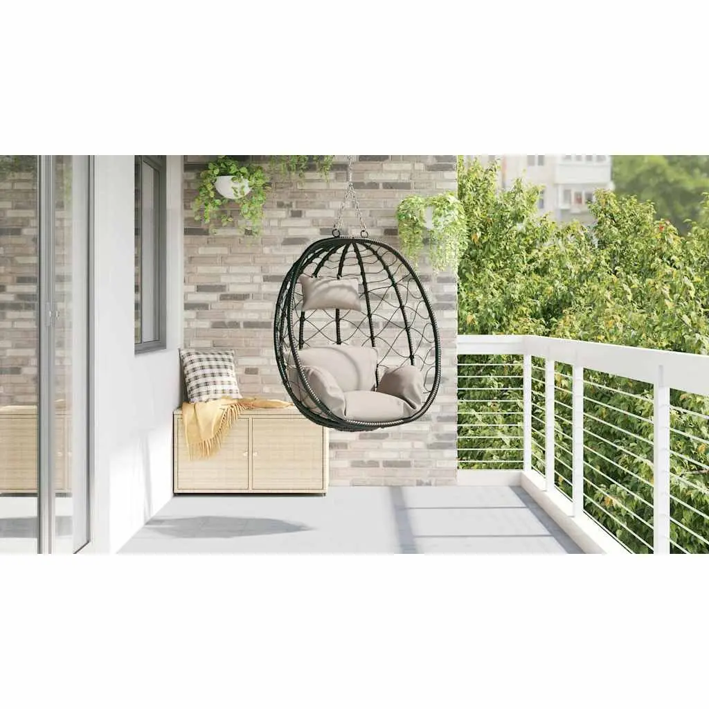 Hanging Egg Chair Taupe Outdoor Indoor Porch Swing Garden Relaxation Seat