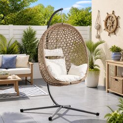 Specifications for Cream Poly Rattan Hanging Egg Chair
