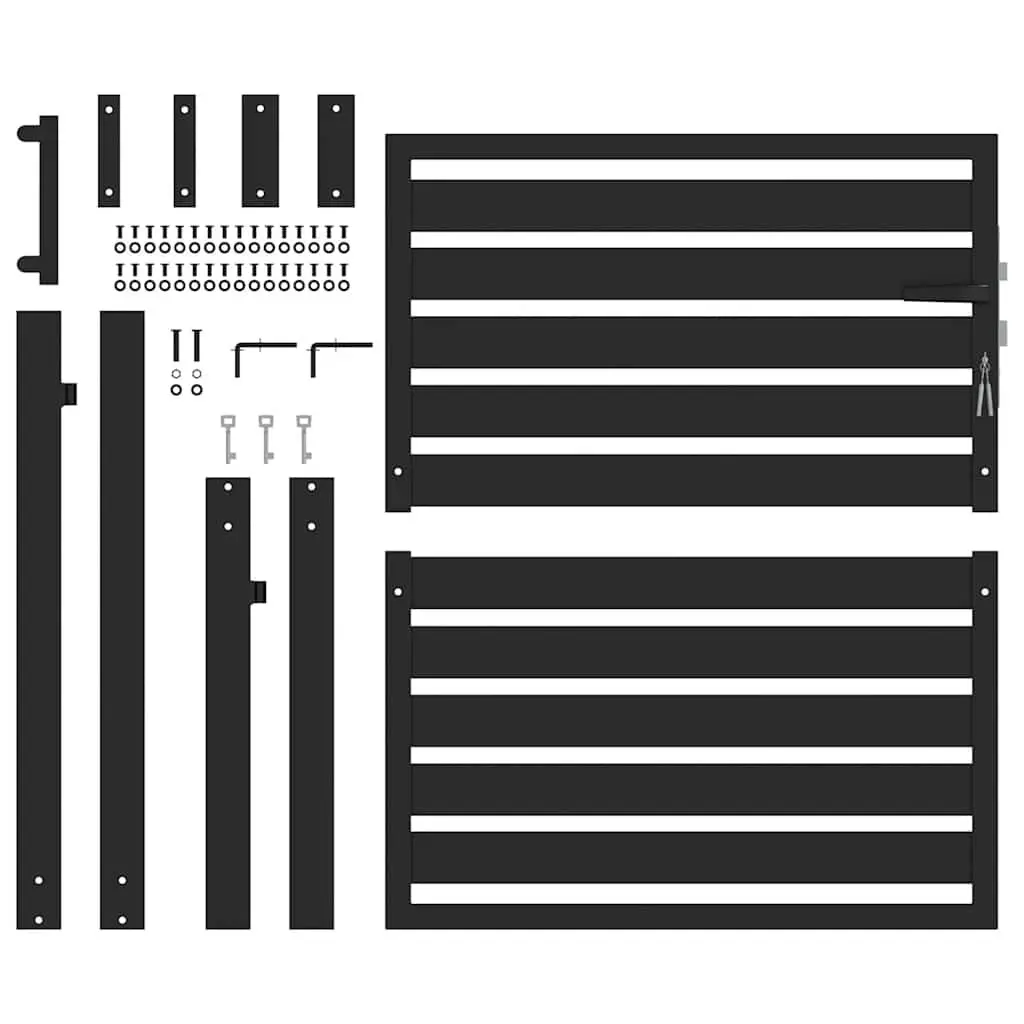 Garden Gate Black Lockable Aluminium Fence Entry Gate 100x100cm Outdoor Patio