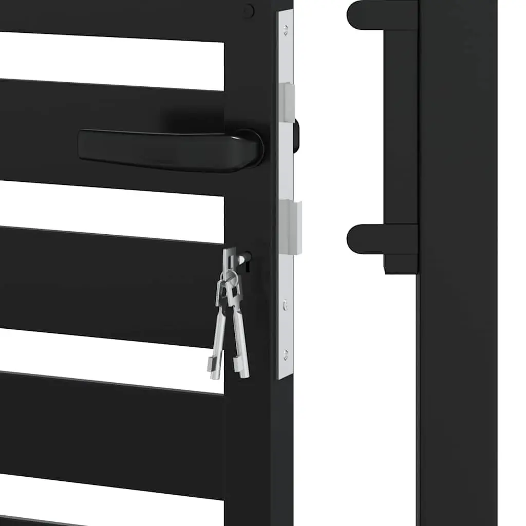 Garden Gate Black Lockable Aluminium Fence Entry Gate 100x100cm Outdoor Patio