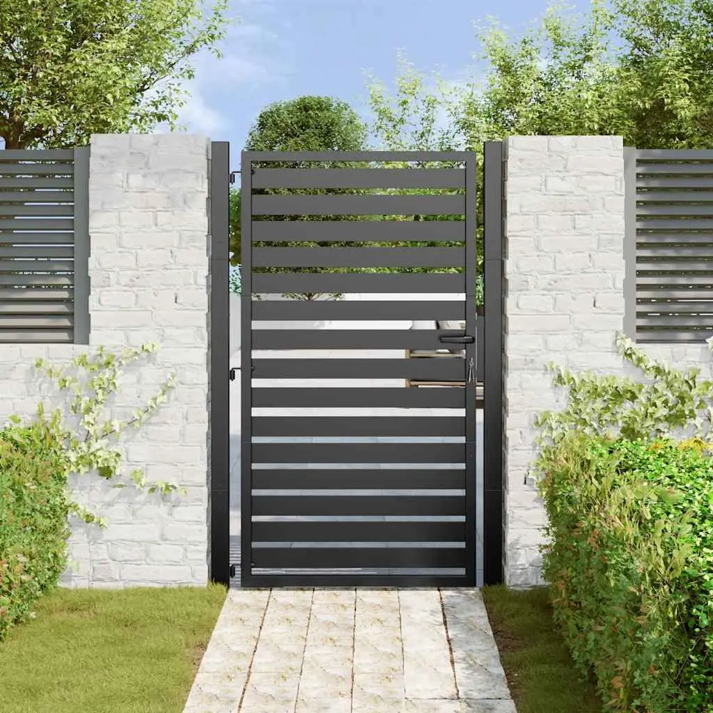 Garden Gate Lockable Black 100x150 cm Entry Fence Barrier Outdoor Security