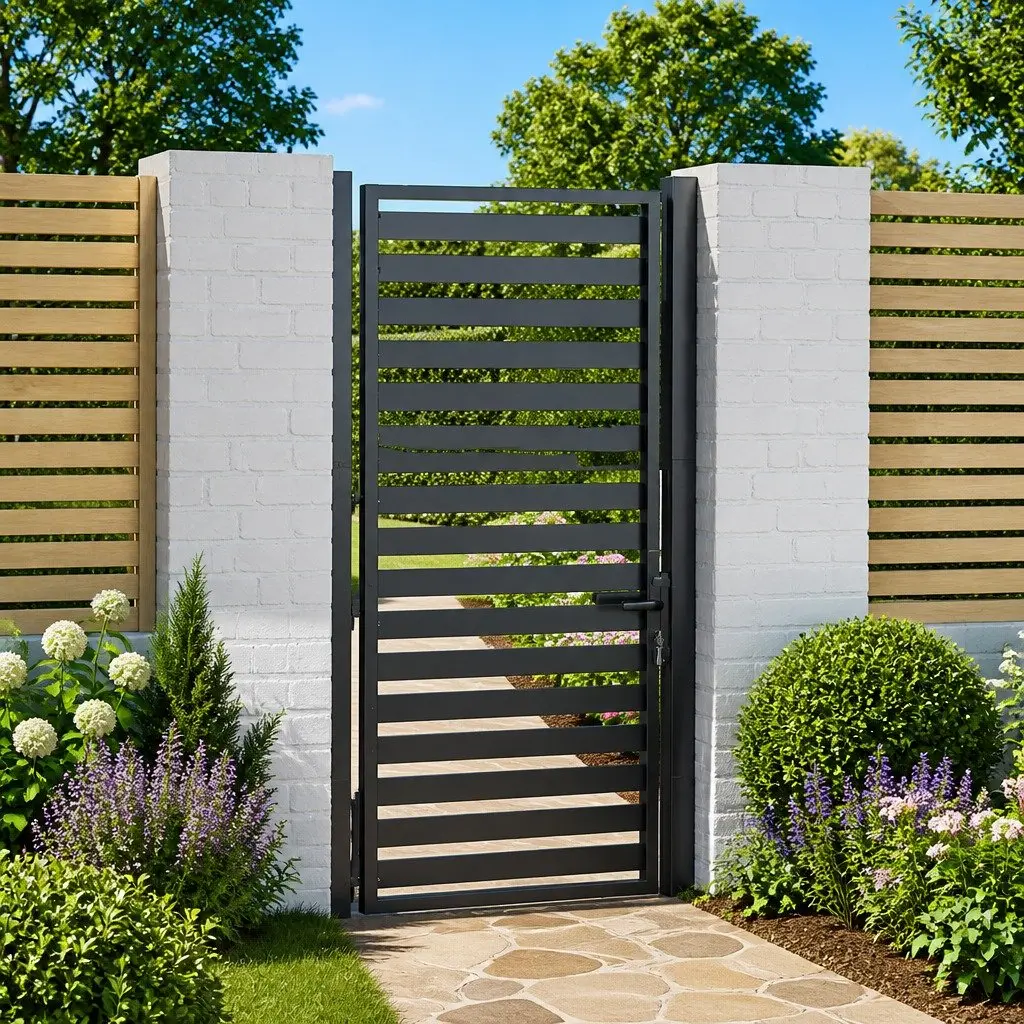 Garden Gate Lockable Black 100x180cm
