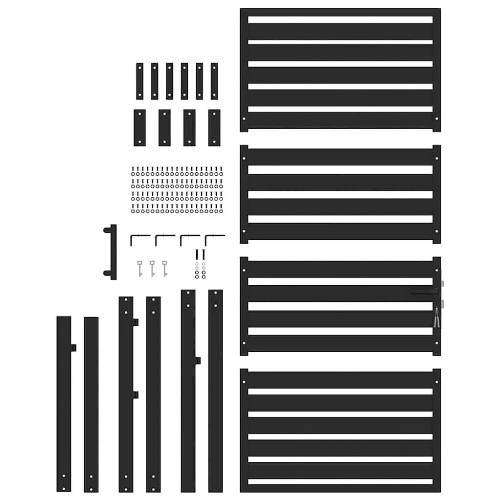 Garden Gate Lockable Black 100x180cm