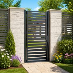 Black Aluminium Garden Gate Specifications: 100x200cm, Lockable
