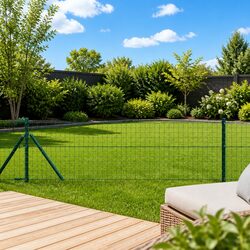 7 Embedded Green Steel Fence Posts - Durable and Modern