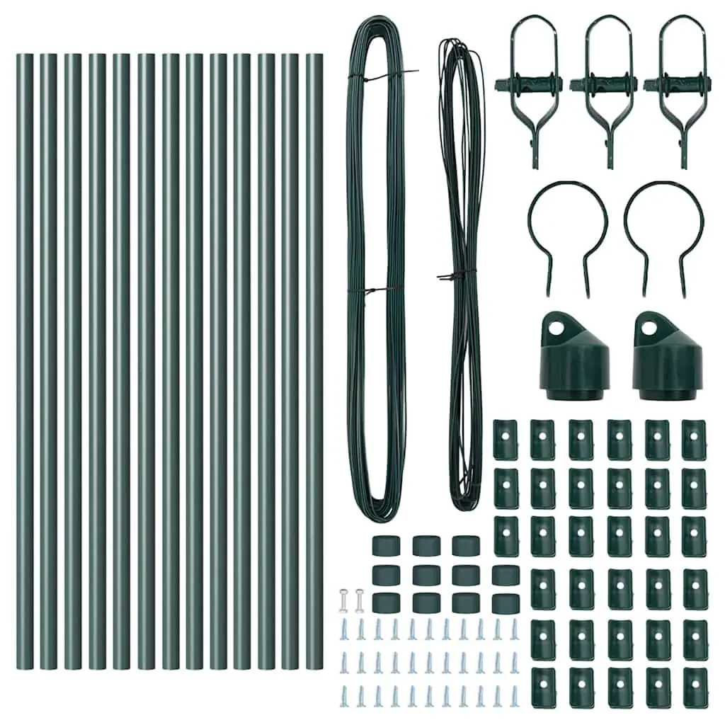 13 Green Steel Embedded Fence Posts