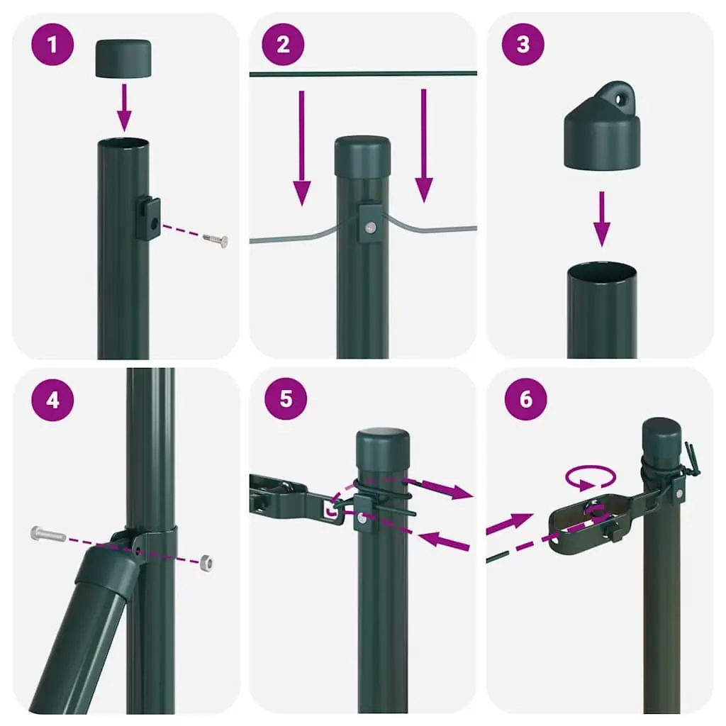 13 Green Steel Embedded Fence Posts