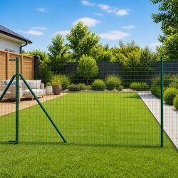 Embedded Fence Post Set: 13 Green Steel Posts