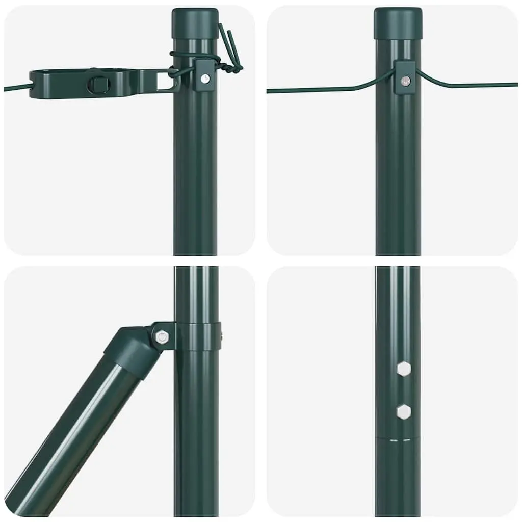 Embedded Fence Post 13 pcs Green Powder-Coated Steel Garden Terrace Boundary