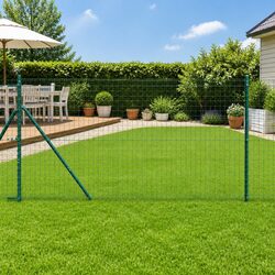 Fence Post 7pcs Green Powder-Coated Steel Garden Terrace Outdoor Barrier Support