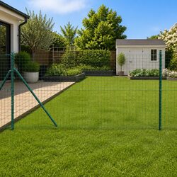 Embedded Fence Post Set - 7 Green Powder-Coated Steel Posts