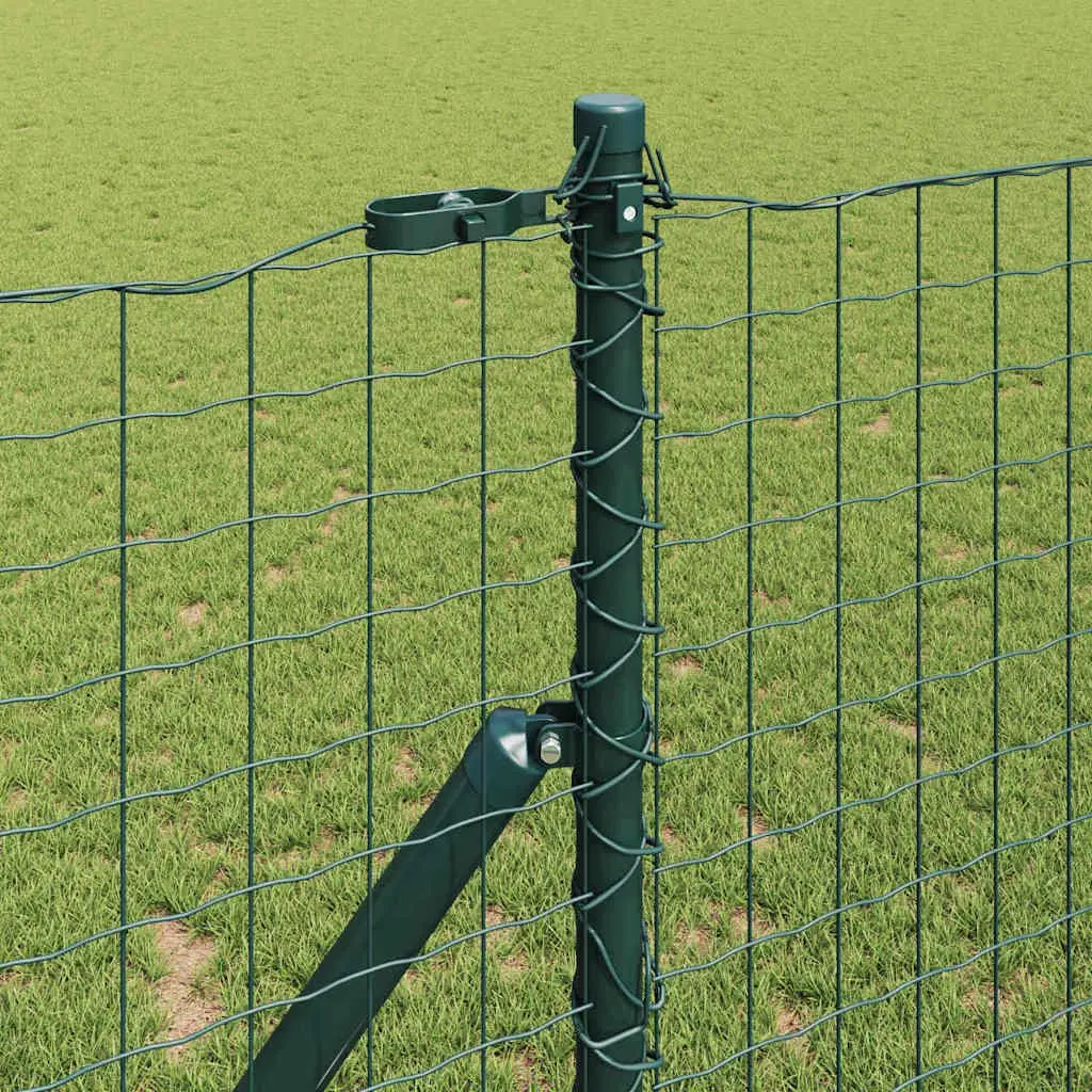 Fence Post 7 pcs Green Powder-Coated Steel Garden Terrace Outdoor Barrier