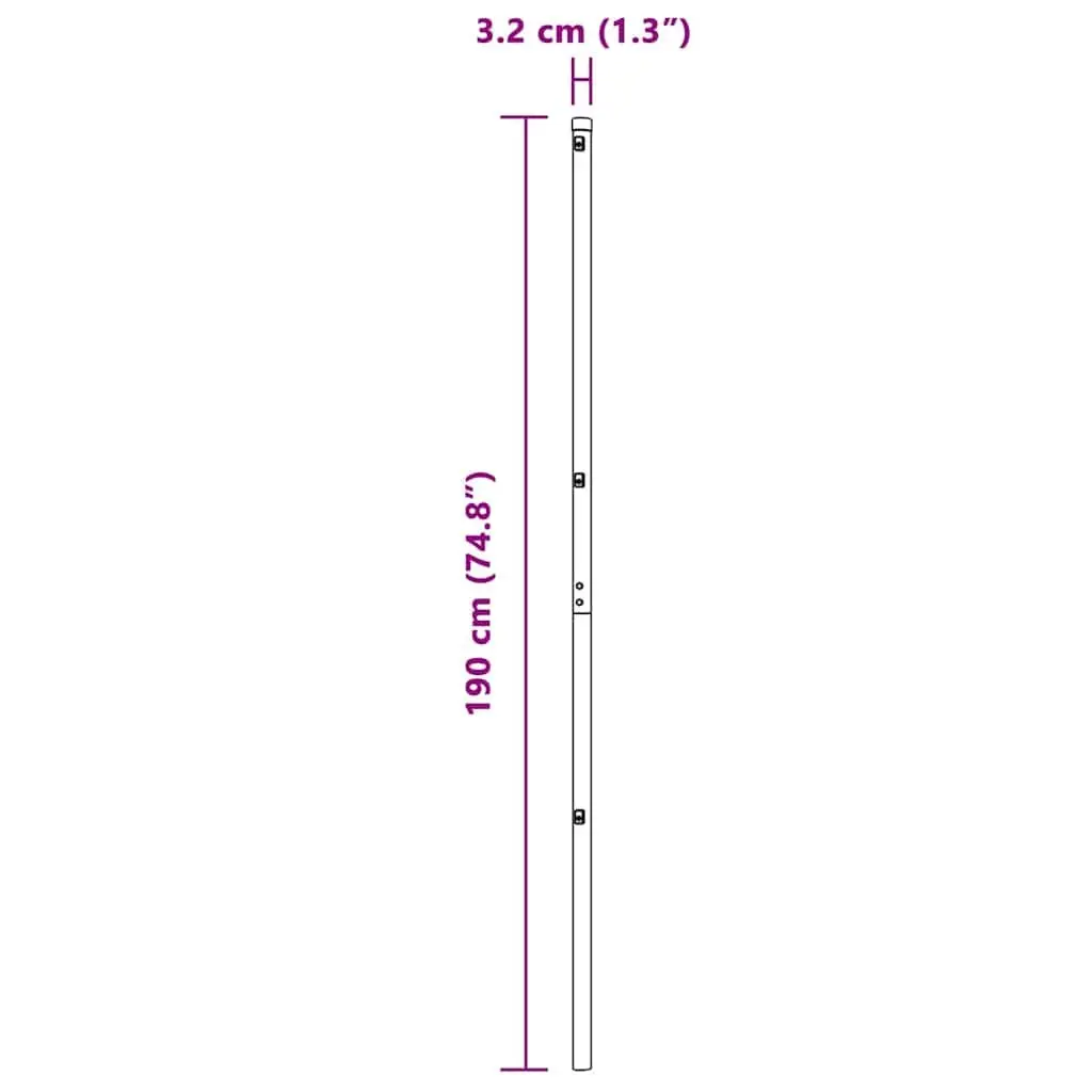 Embedded Fence Post Set for Garden Outdoor Use 13 Piece Green Powder-Coated Steel