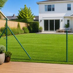 Fence Posts 7pcs Green Powder-Coated Steel Embedded Garden Terrace Barriers