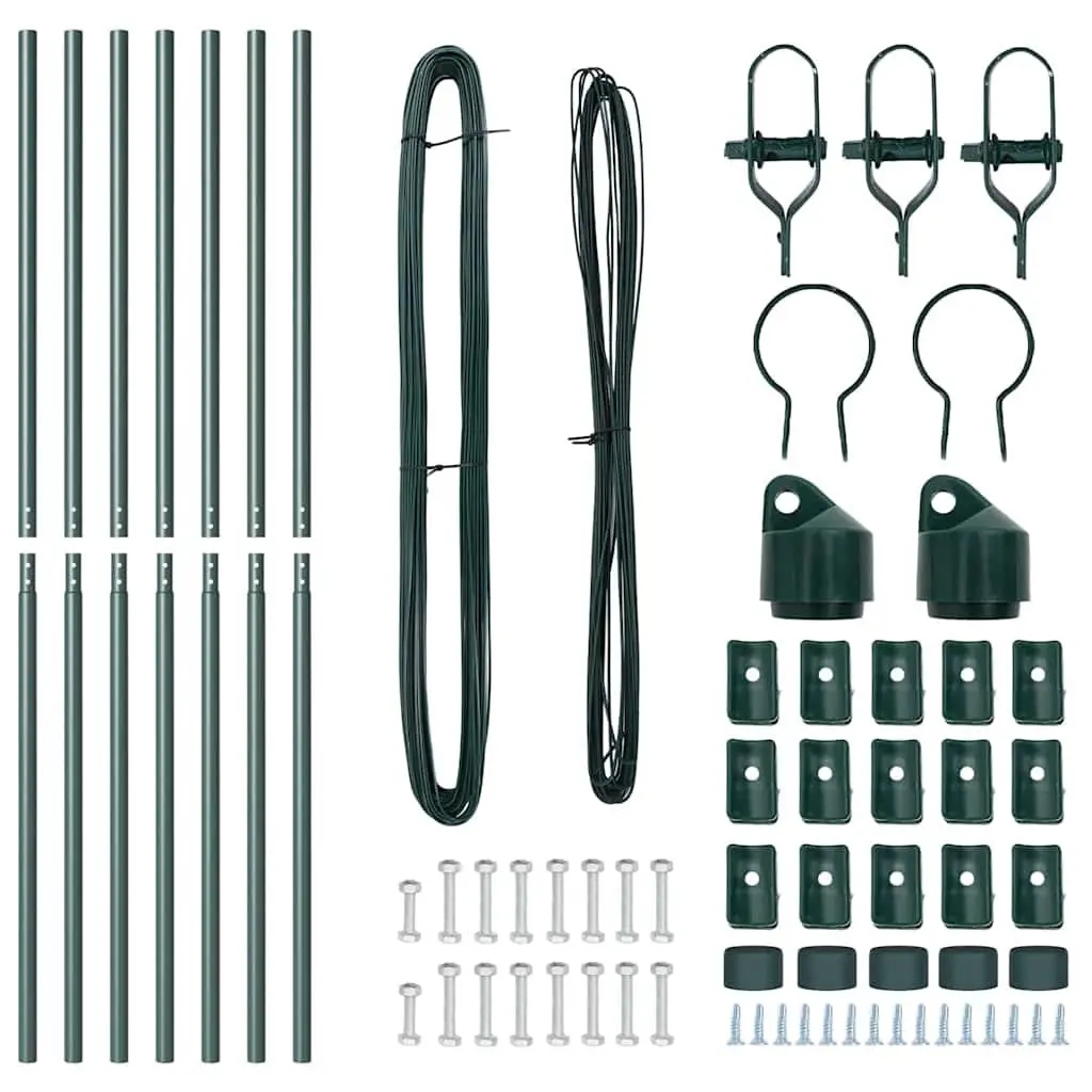 7 Green Steel Embedded Fence Posts