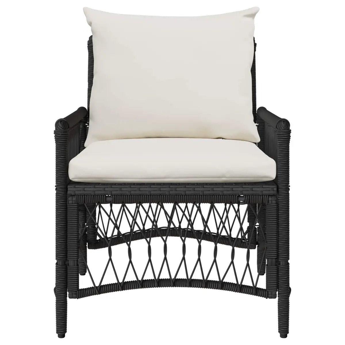 Outdoor Garden Chair for Patio and Garden Black Poly Rattan with Cushion 73 x 61 x 77 cm