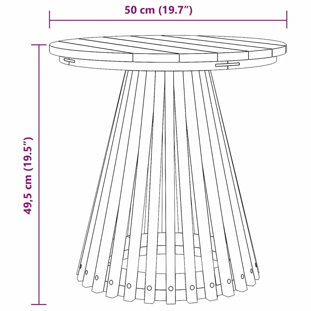 50x50x49.5 cm Round Outdoor Side Table in Brown