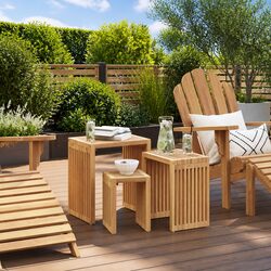 Garden Side Table Solid Teak Wood Outdoor Furniture Brown Modern 33x44.5x51cm