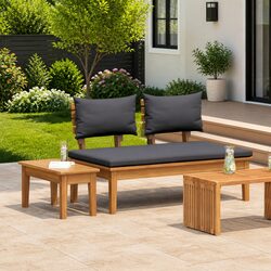 Modern Outdoor Furniture Set: 2pc Grey Teak Wood