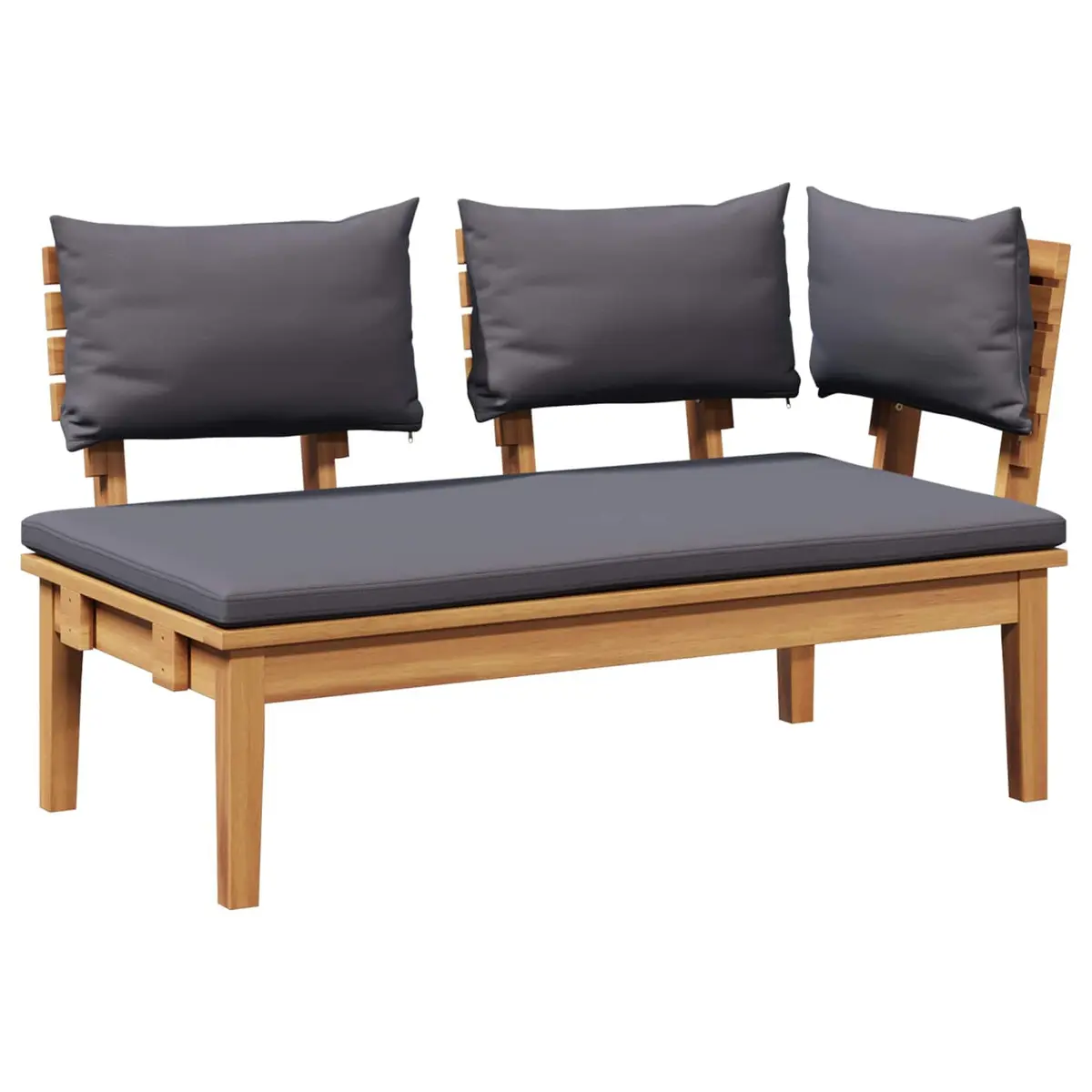 Garden Bench and Table Set 2 Pieces Outdoor Furniture Patio Teak Wood Grey