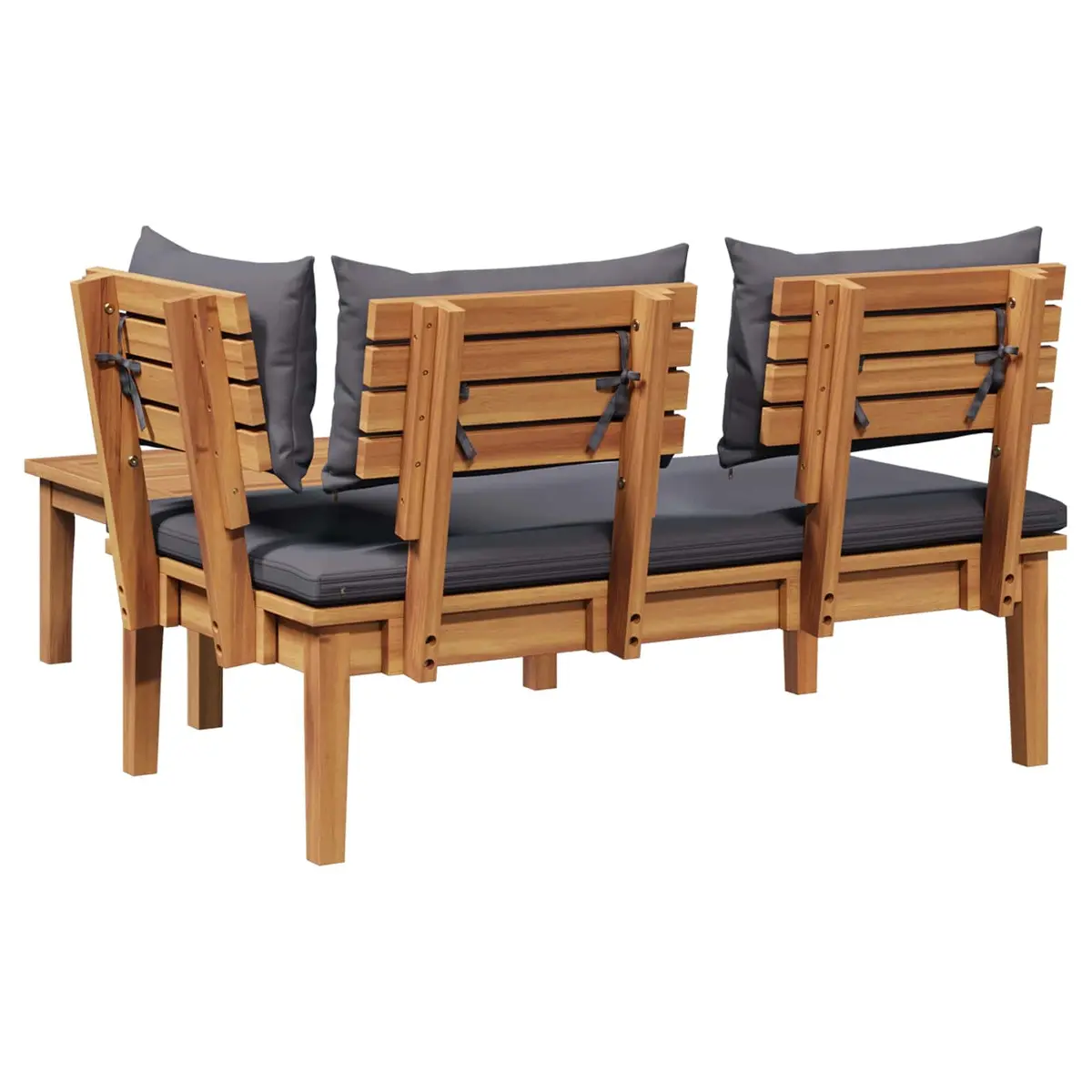 Garden Bench and Table Set 2 Pieces Outdoor Furniture Patio Teak Wood Grey
