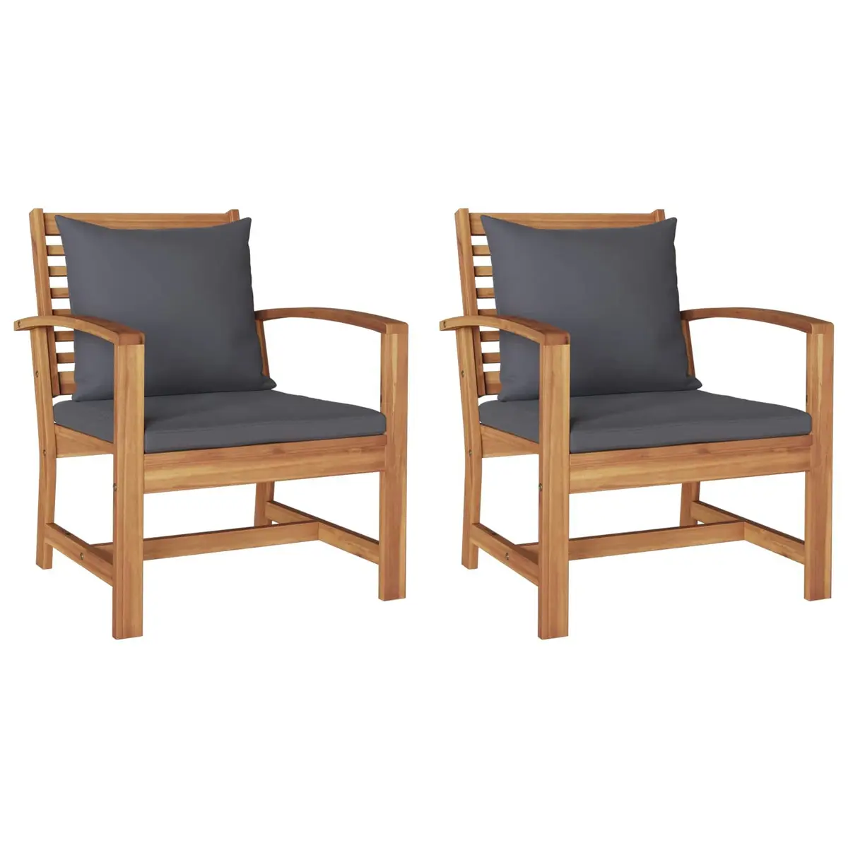 Outdoor Chairs Set for Garden Patio 2 Piece Brown Dark Grey 65x60x76.5cm