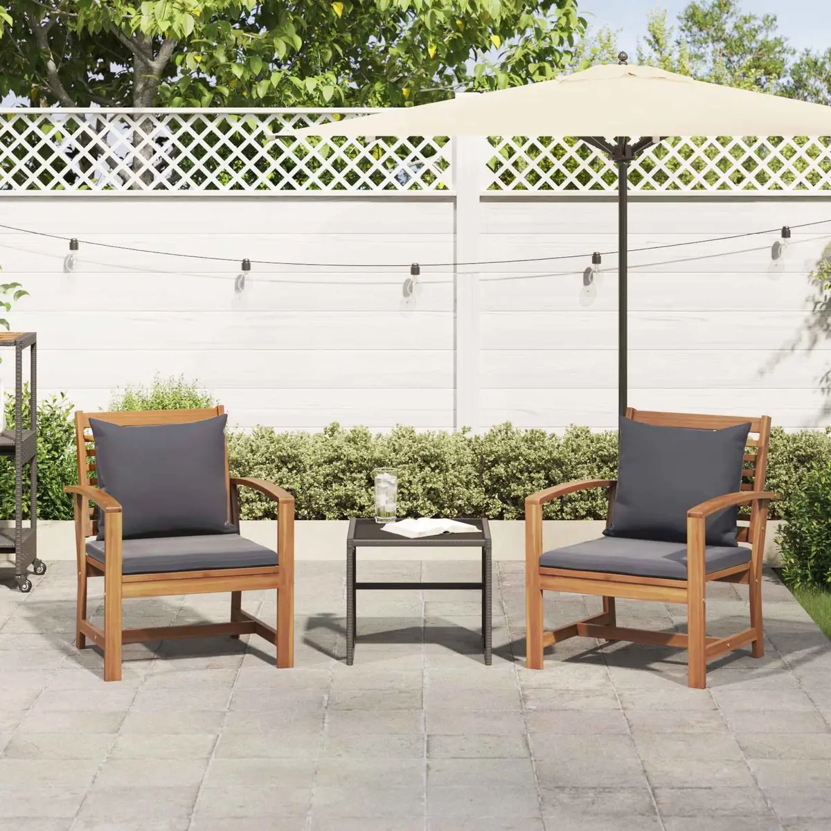 Outdoor Chairs Set for Garden Patio 2 Piece Brown Dark Grey 65x60x76.5cm