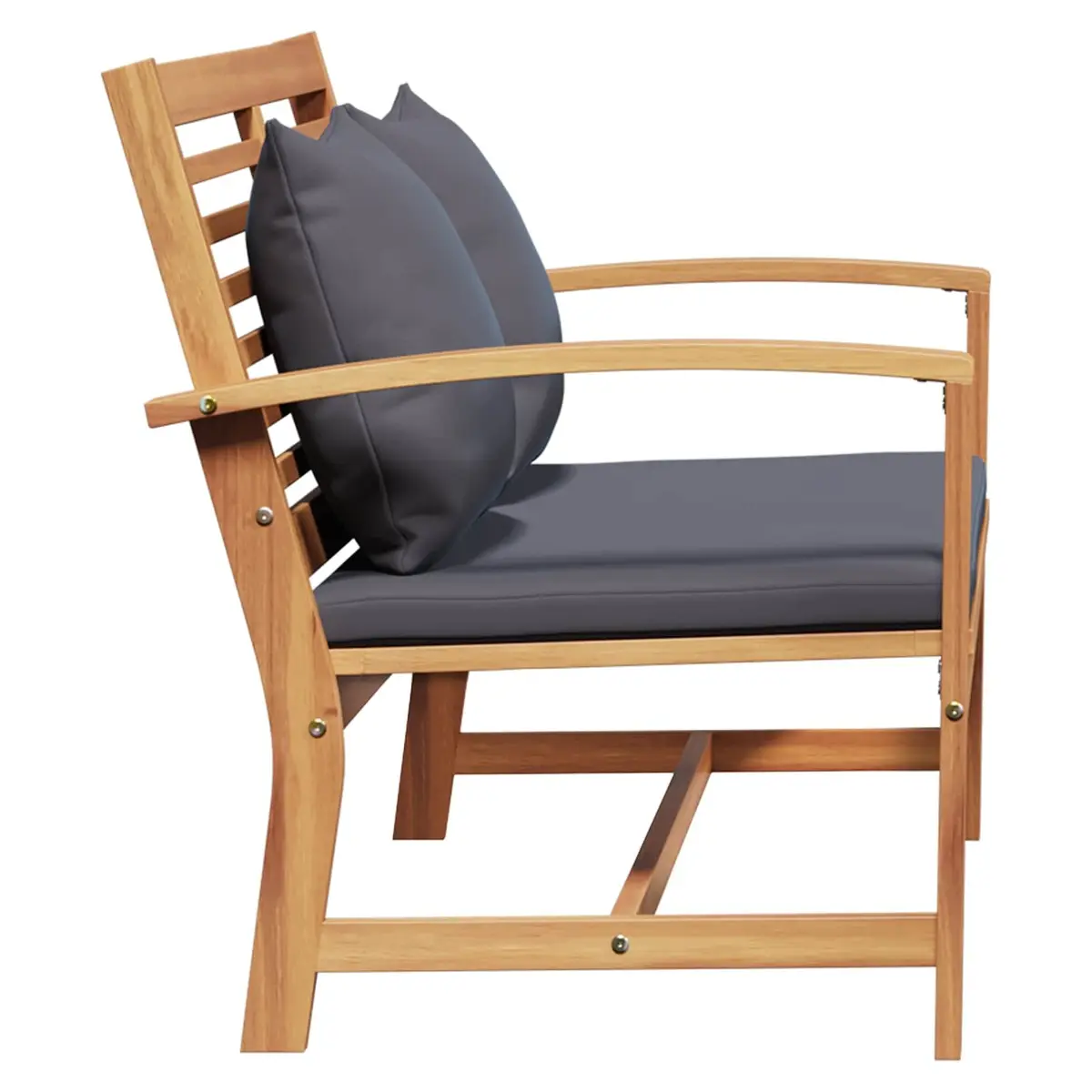 Teak Wood Outdoor Furniture Set 2 Piece Garden Bench and Table Brown Rustic Style