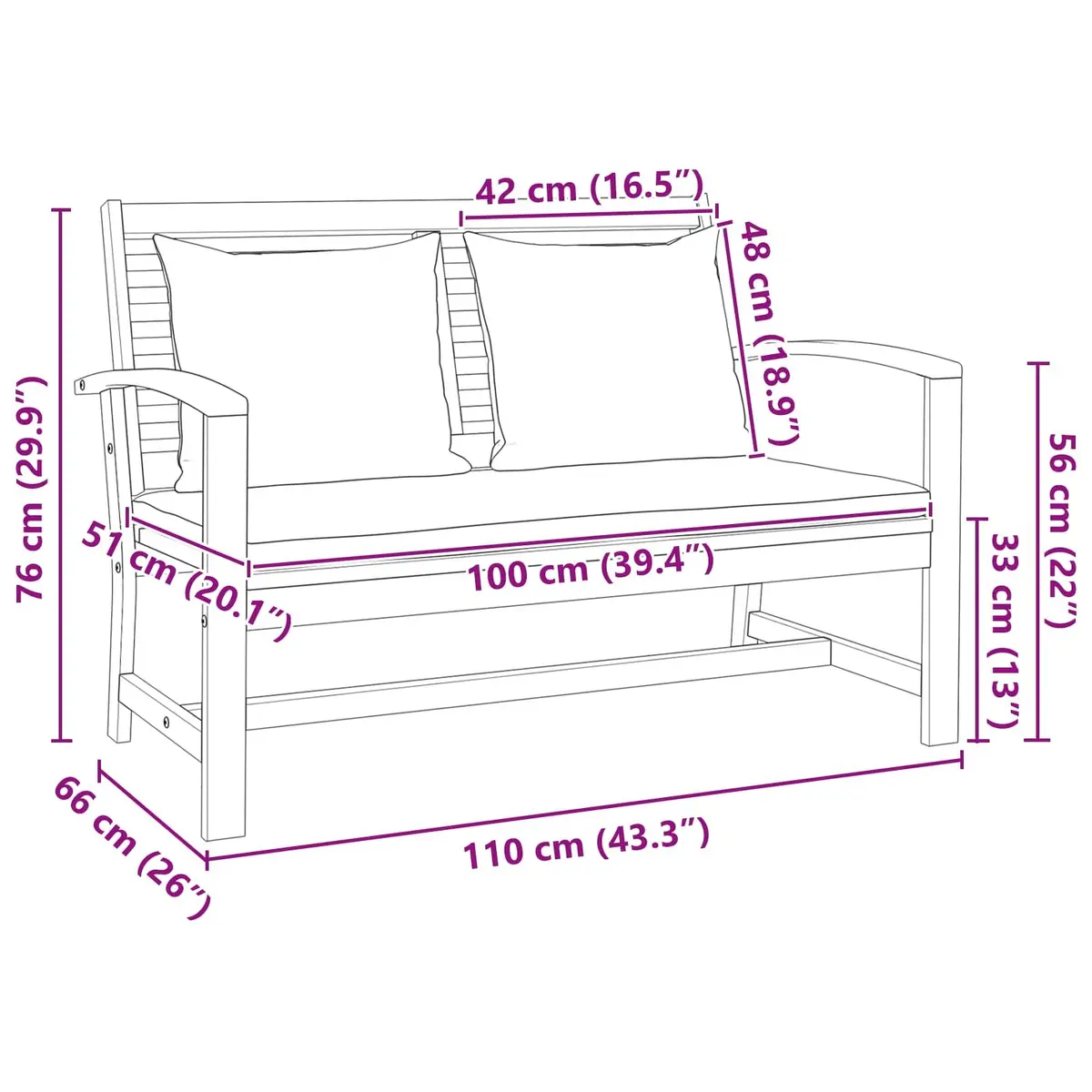 Teak Wood Outdoor Furniture Set 2 Piece Garden Bench and Table Brown Rustic Style