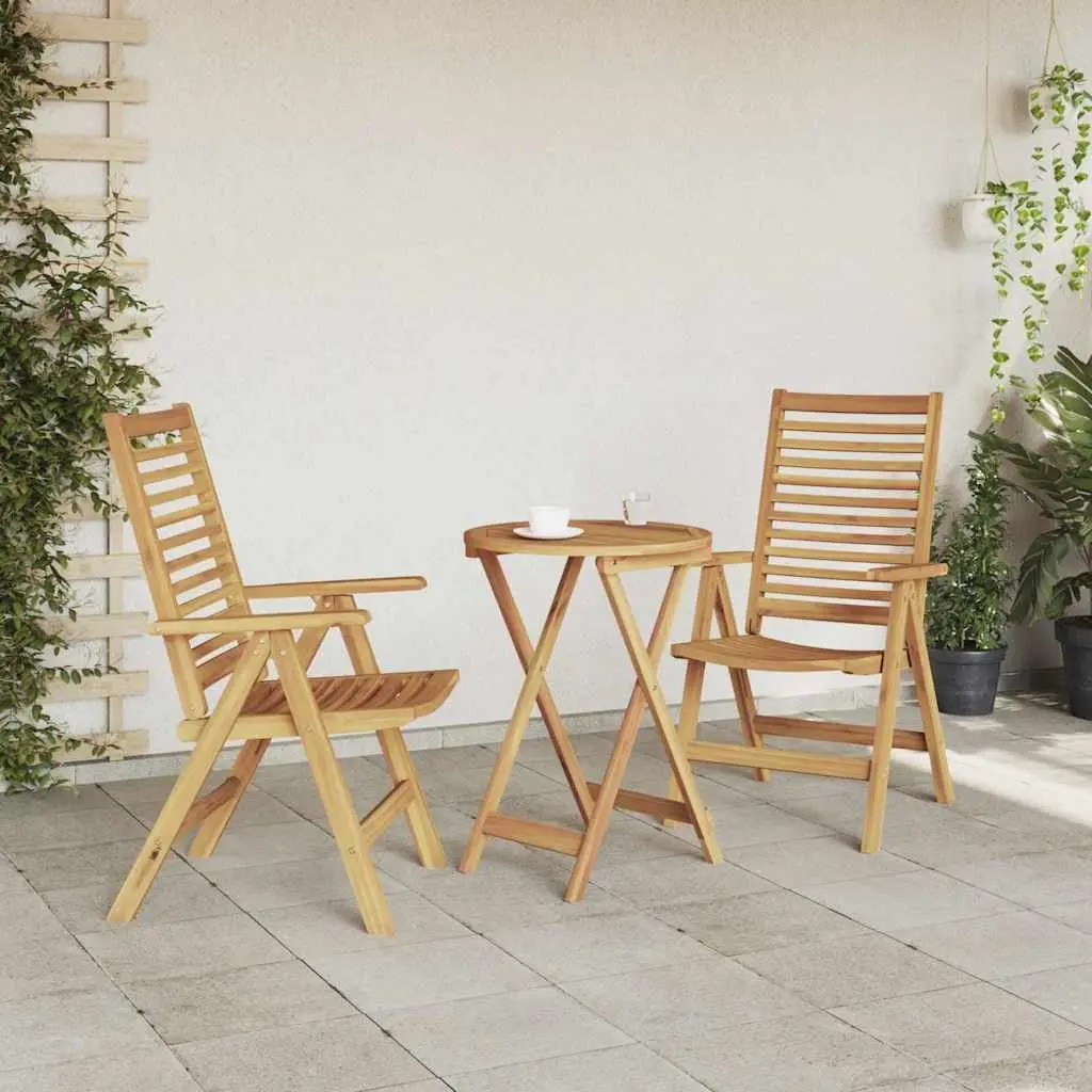 Folding Chair Outdoor Garden 2 pcs Brown Teak Wood Patio Furniture