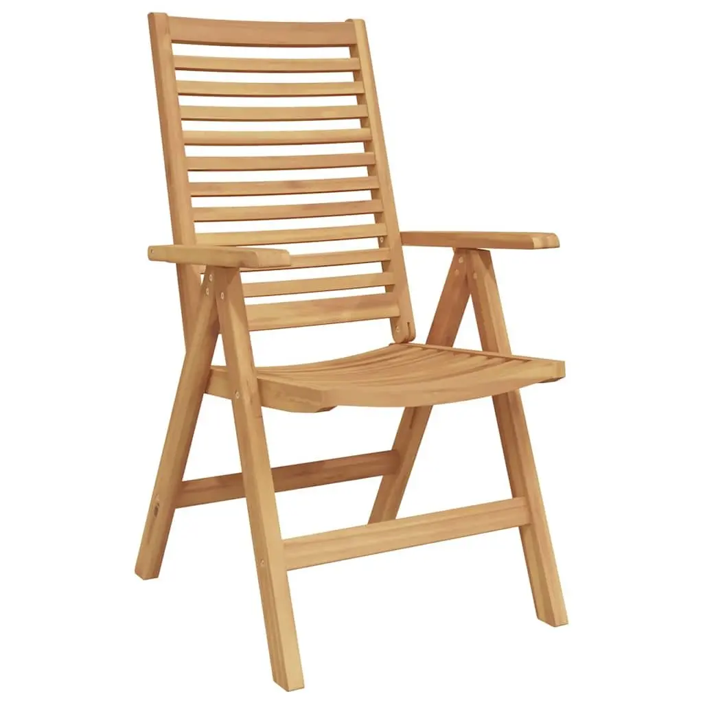 Folding Chair Outdoor Garden 2 pcs Brown Teak Wood Patio Furniture