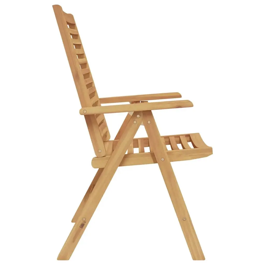 Folding Chair Outdoor Garden 2 pcs Brown Teak Wood Patio Furniture