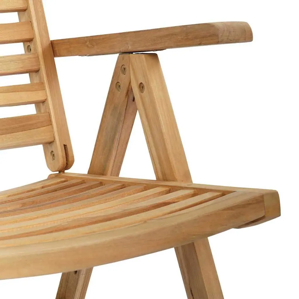 Folding Chair Outdoor Garden 2 pcs Brown Teak Wood Patio Furniture