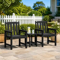 Outdoor Dining Chair Black Modern Garden Seating Patio Furniture Set 2 Pcs