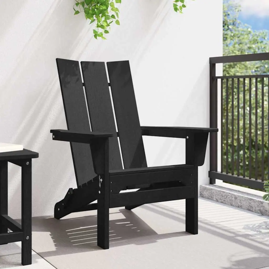 Folding Adirondack Chair Outdoor Garden Patio Black