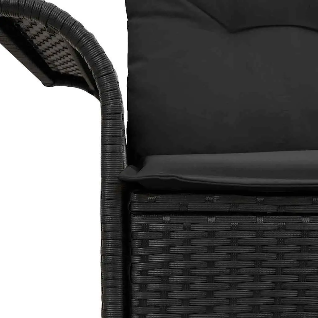 Outdoor Garden Sofa Black Poly Rattan with Cushion 141 x 62 x 69 cm