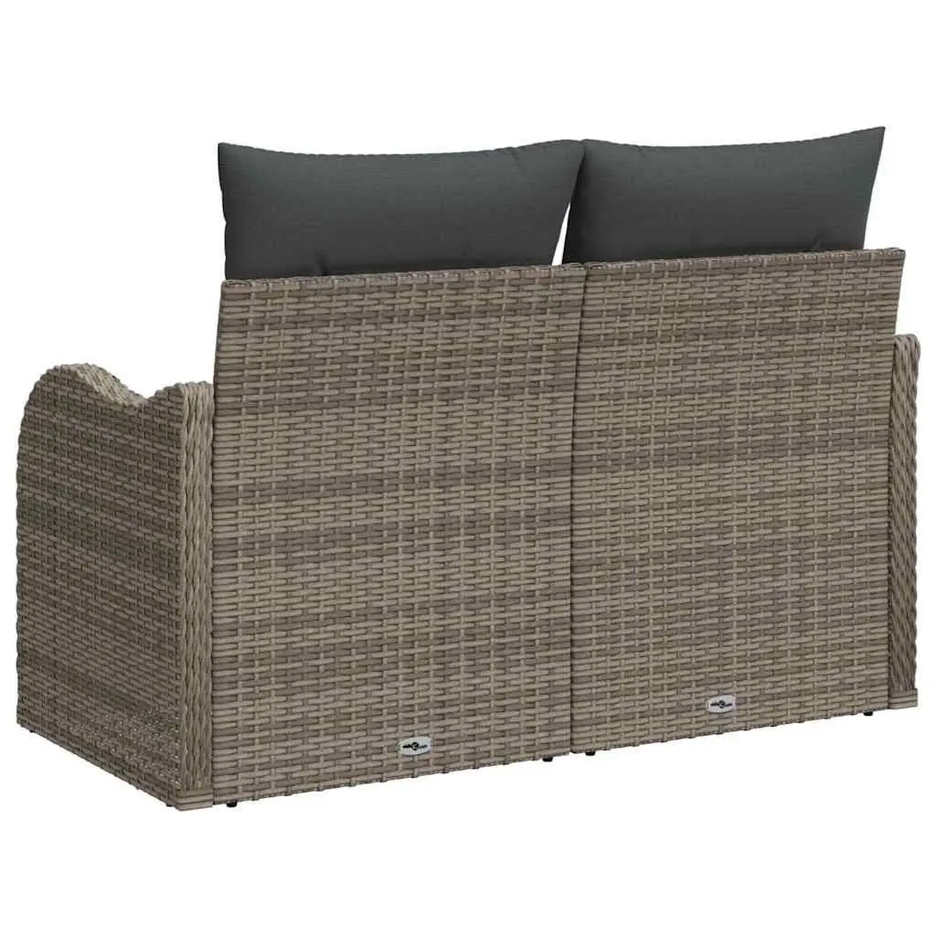 Outdoor Garden Sofa for Patio Grey Poly Rattan 121x62x69cm