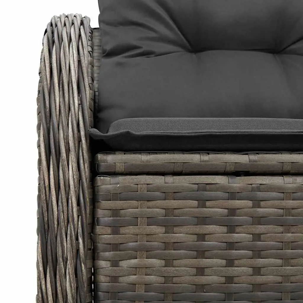 Outdoor Garden Sofa for Patio Grey Poly Rattan 121x62x69cm