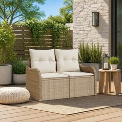 Beige Outdoor Garden Sofa Dimensions: 121 x 62 x 69 cm